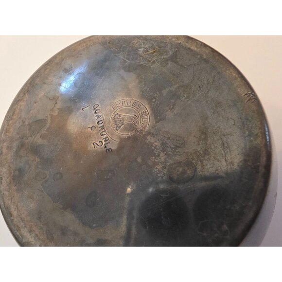 Vintage Forbes Silver Plated Sugar Bowl & Creamer Engraved Floral Ornate Handles - Picture 12 of 14